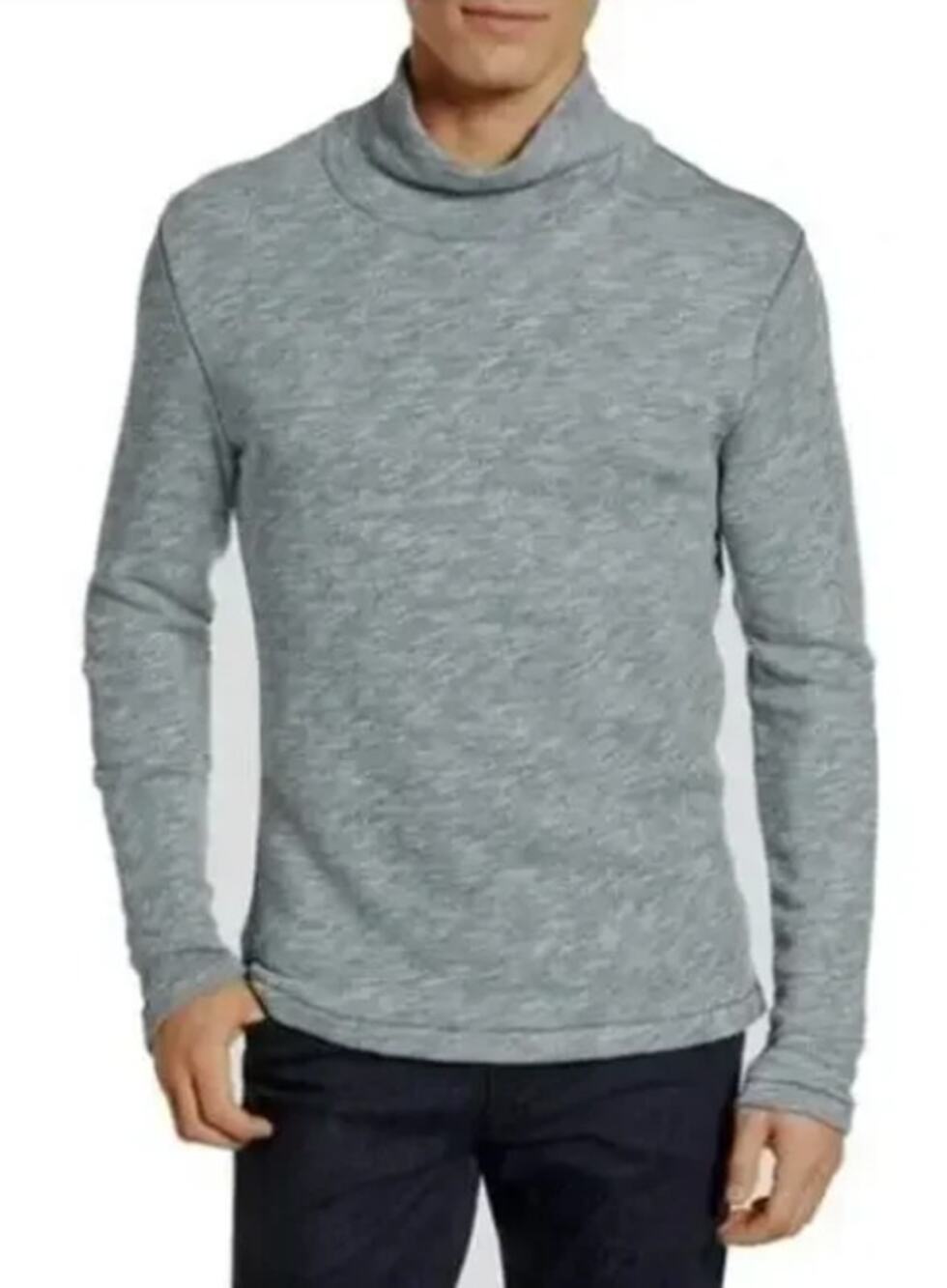Robert Barakett Elias Funnel Neck Sweater Men's XL Blue Marl Long Sleeve Cotton